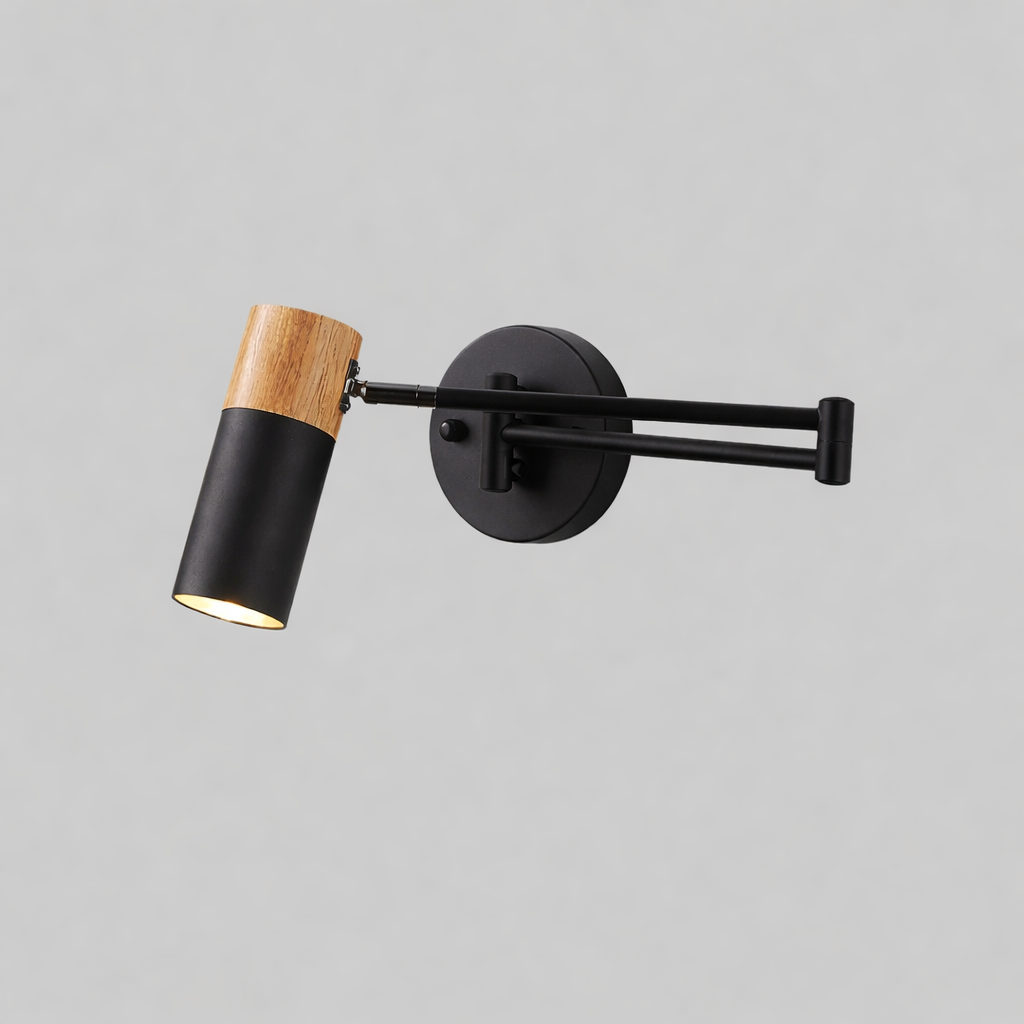 Moktan Sabai Modern Adjustable Wall Sconce Telescopic Reading Lamp Bedroom Living Room black Neutral light