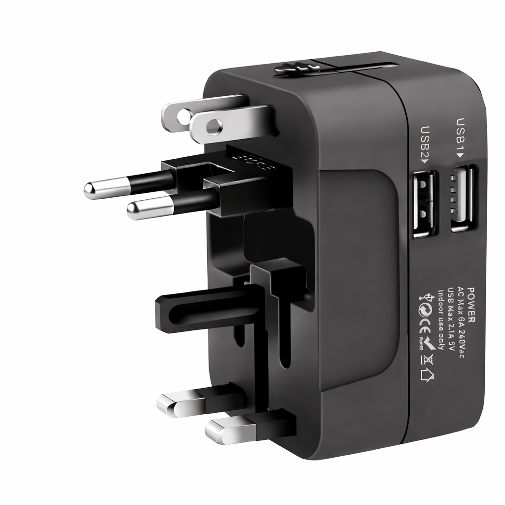 Moktan Sabai Universal AC Power Adapter EU US Plug Converter Dual USB Travel Charger