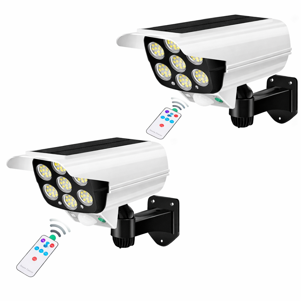 Moktan Sabai 2000LM Solar Motion Sensor Outdoor LED Security Floodlight Wireless 77LED Light 2pcs