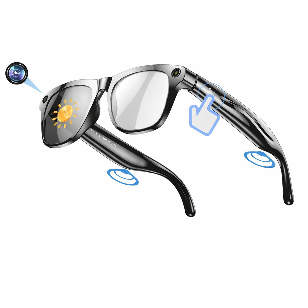 Moktan Sabai AI Smart Glasses Photochromic Camera Bluetooth Call Music Voice Assistant Photochromic Black