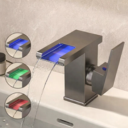 Moktan Sabai LED Bathroom Sink Faucet Hot Cold Tap Modern Brass Wash Basin Mixer Water Tap