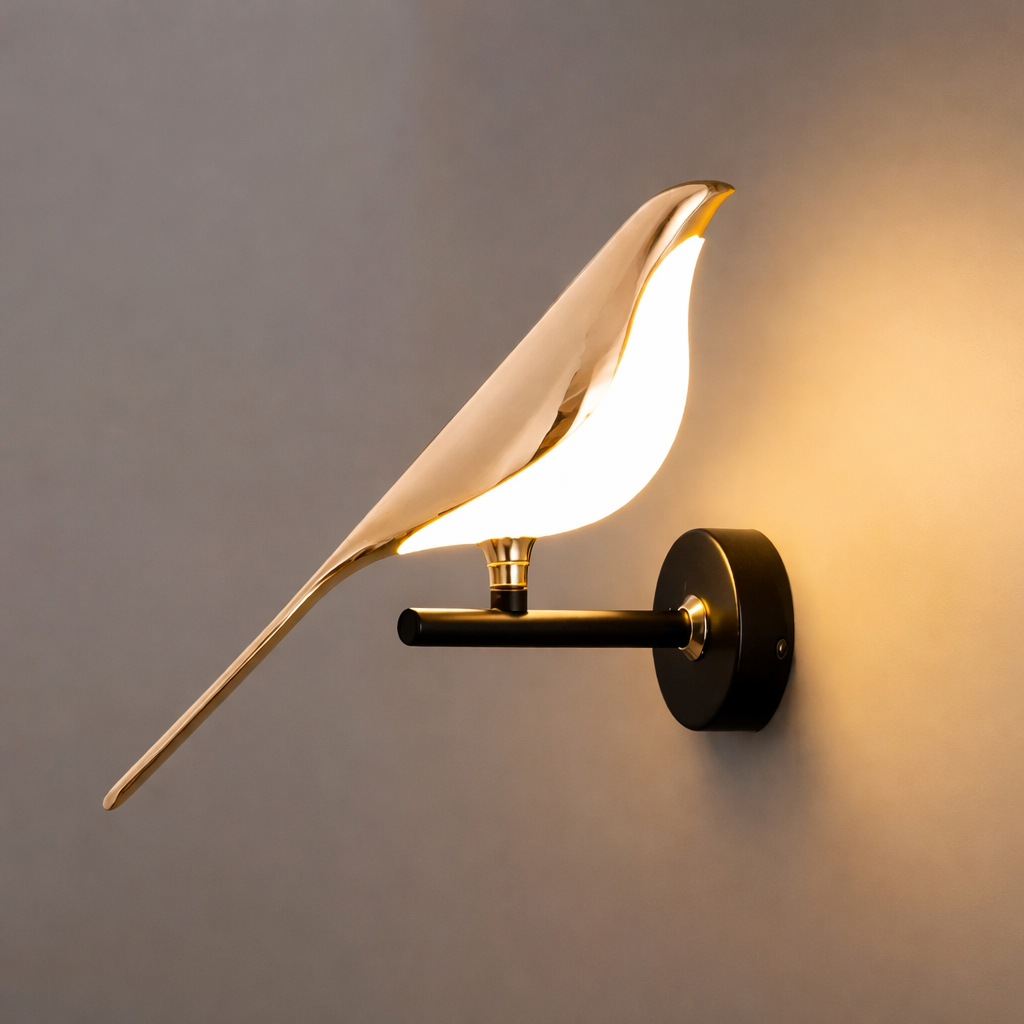 Moktan Sabai Nordic Golden Bird LED Wall Lamp Bedroom Bedside Living Room Bar Decorative Sconce 1 bird