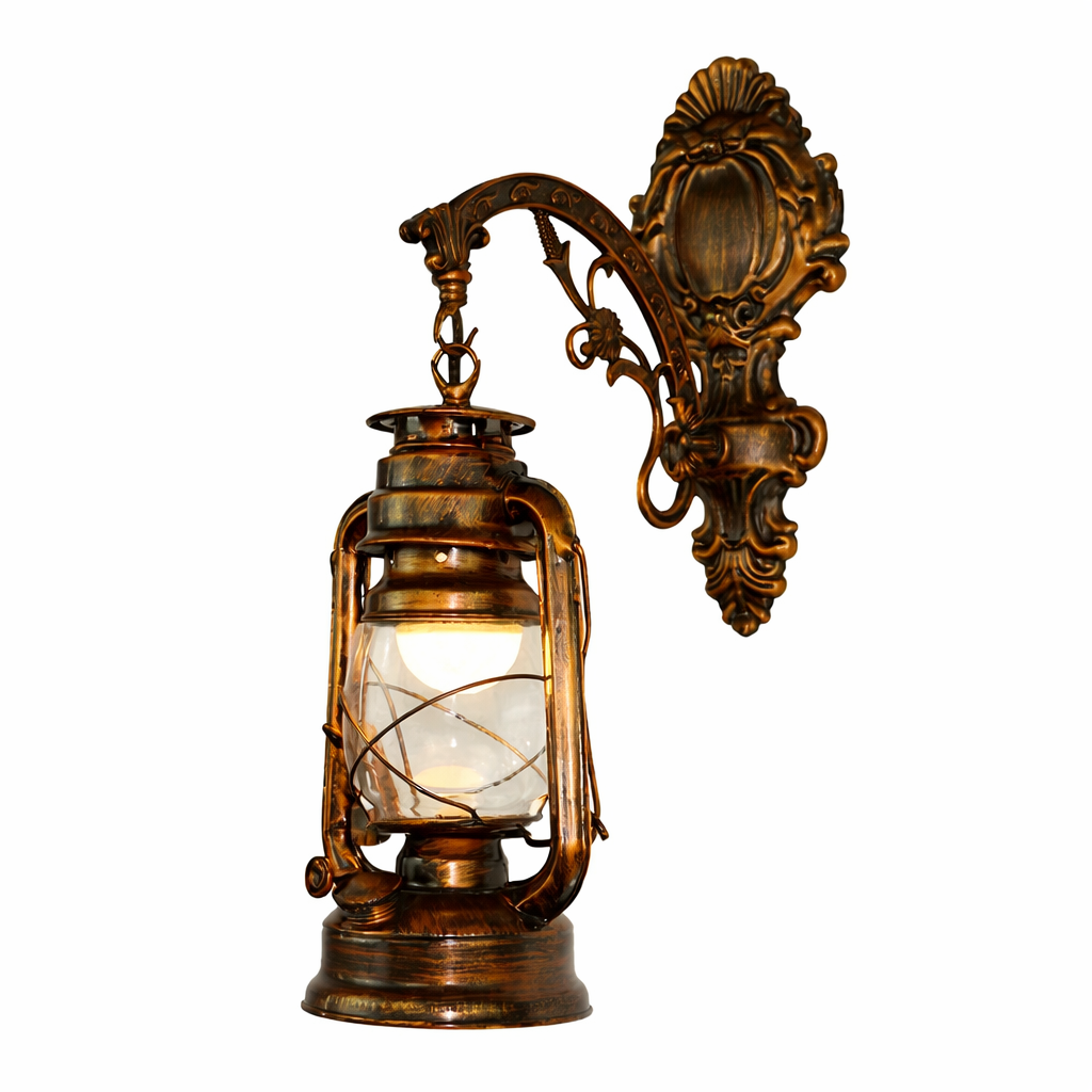Moktan Sabai Retro Kerosene Wall Lamp Antique Bronze Iron Horse Lantern Corridor Lighting Fixture A