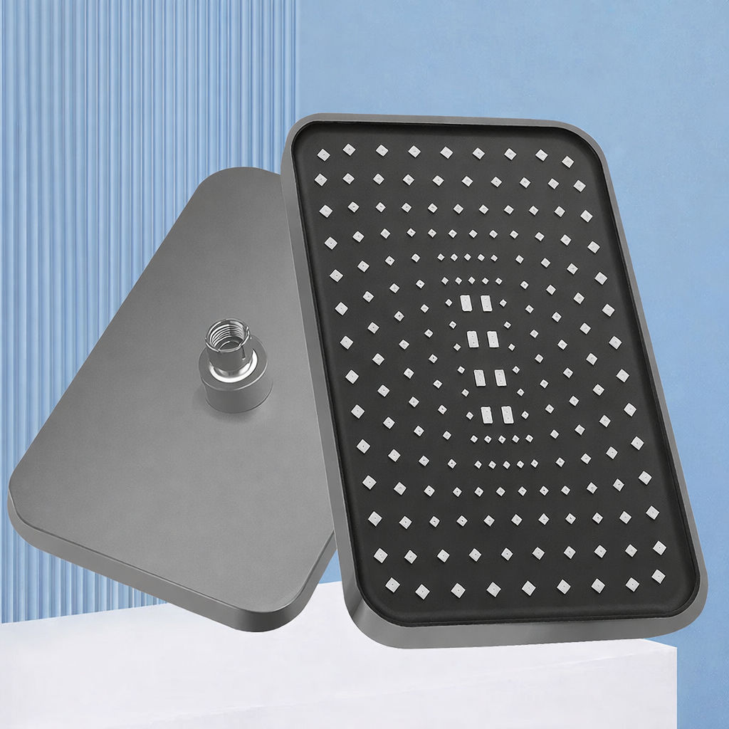 Moktan Sabai 14" High Pressure Rain Shower Head Top Spray 360° Swivel Water Saving Flow Gun Grey