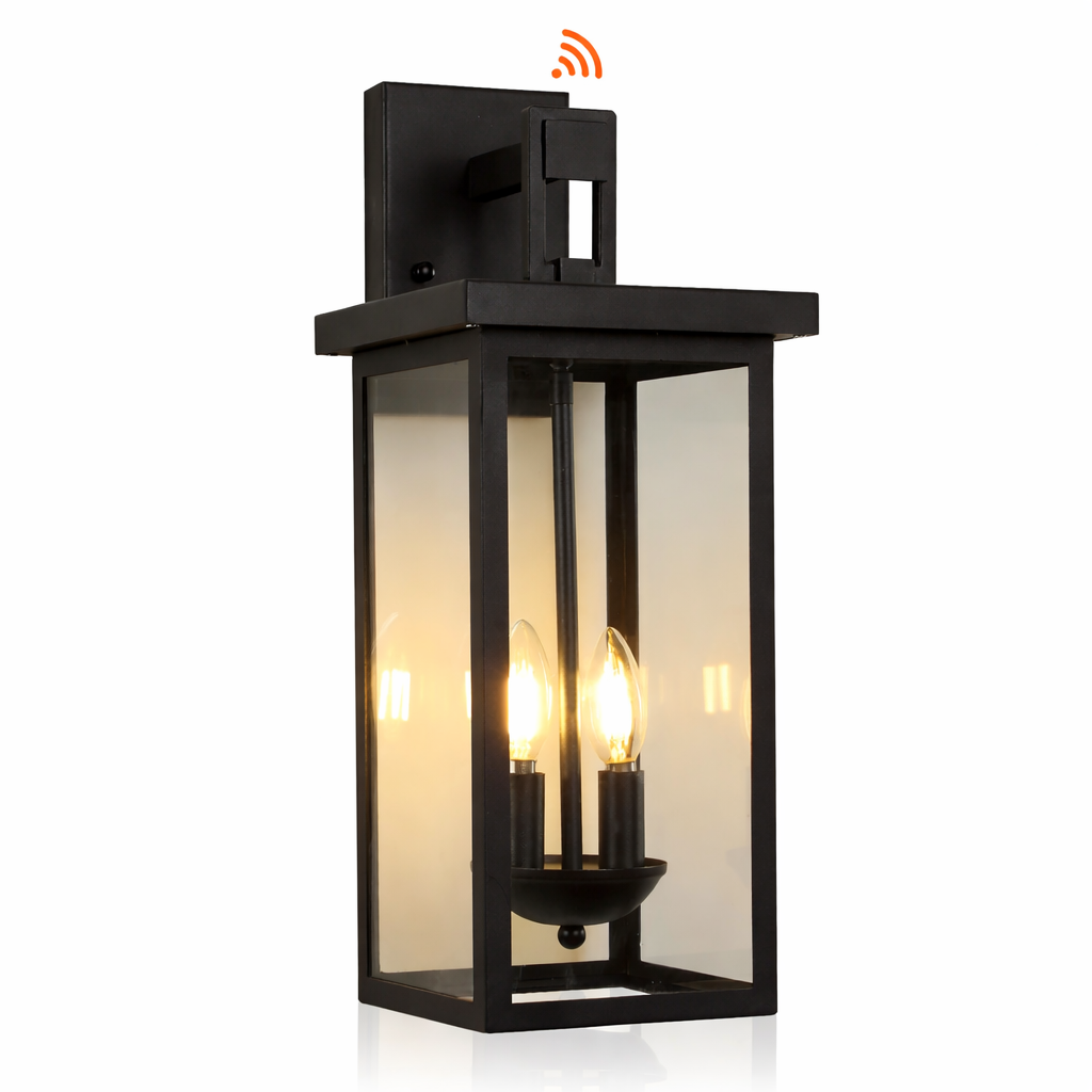 Moktan Sabai 22" Outdoor Wall Lantern Dusk to Dawn Sensor Matte Black Weatherproof Exterior Light 1-Pack United States