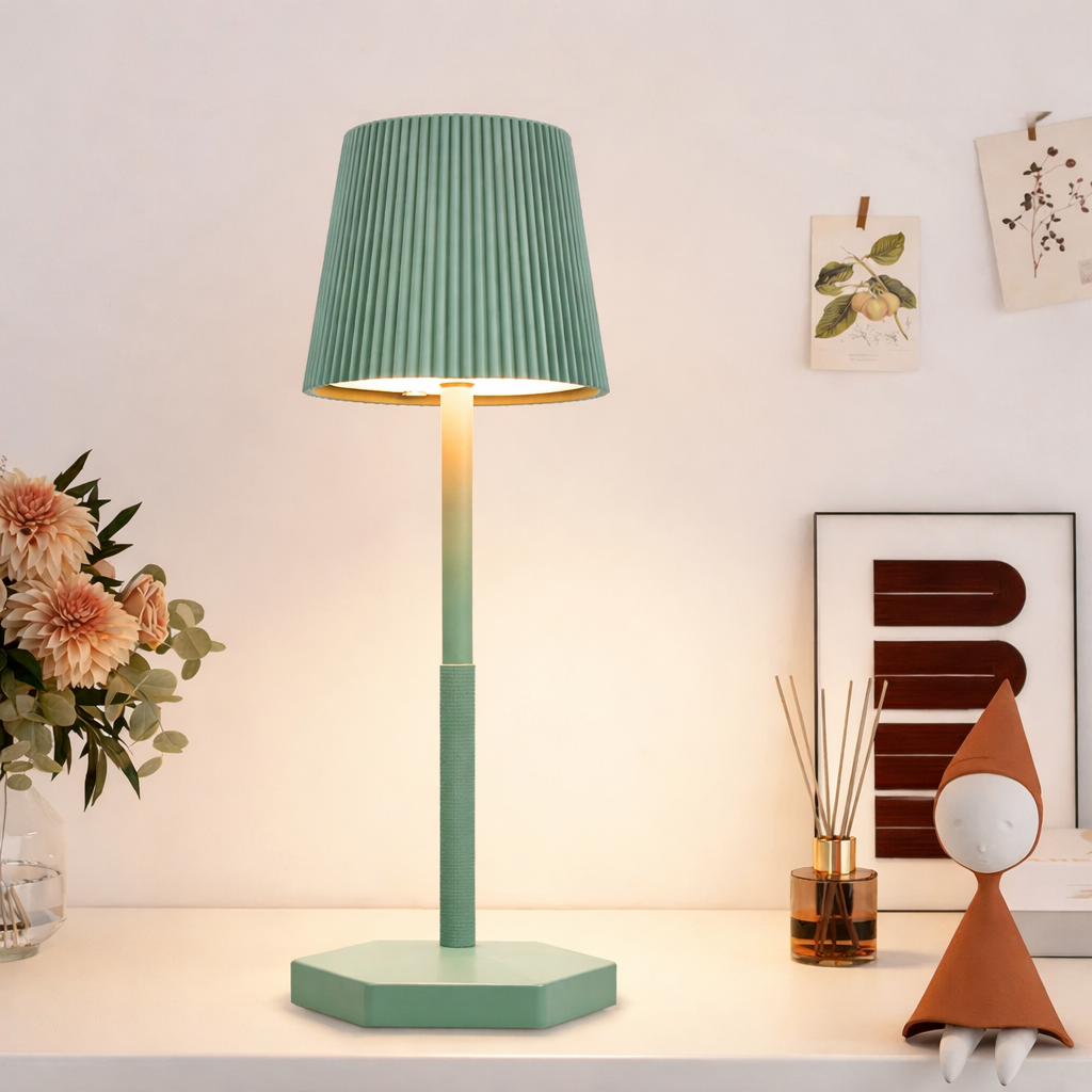 Moktan Sabai LumiGrid | Modern Stripe LED Table Lamp with Touch Dimming | Metal USB Desk Light for Decor