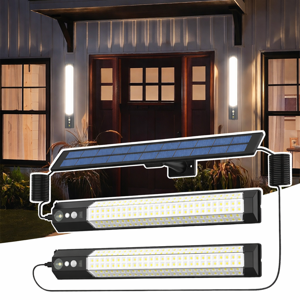 Solar Motion Sensor LED Wall Light Waterproof Outdoor Security Yard Fence Lamp