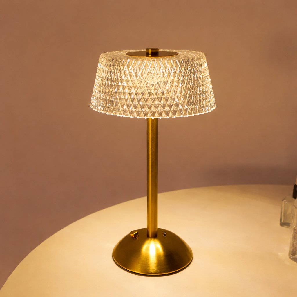 Moktan Sabai Luxury Touch LED Table Lamp Rechargeable 3 Color Bedside Glass Night Light A Thick rod