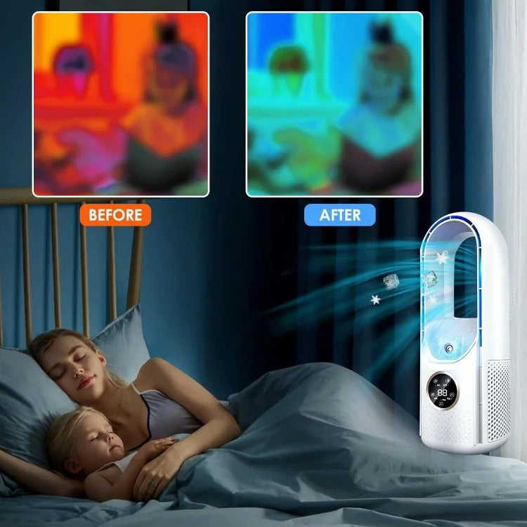 Moktan Sabai Portable Bladeless Air Cooler USB Mini Air Conditioner Fan with Timer