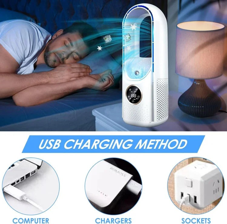 Moktan Sabai Portable Bladeless Air Cooler USB Mini Air Conditioner Fan with Timer