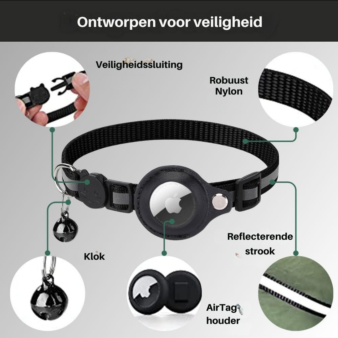 Moktan Sabai Reflective Cat Collar with GPS Tracker Holder Breakaway Safety Collar