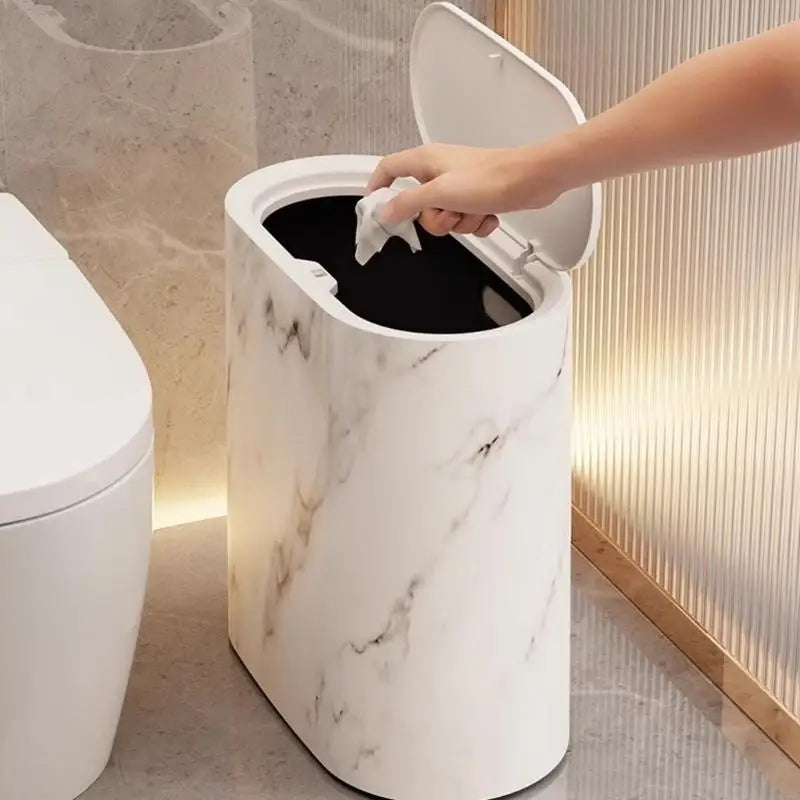 Moktan Sabai Small Trash Can with Lid | Odor Blocking Bathroom Bin
