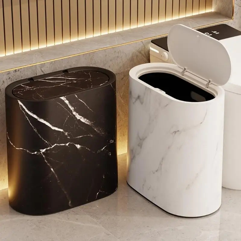 Moktan Sabai Small Trash Can with Lid | Odor Blocking Bathroom Bin