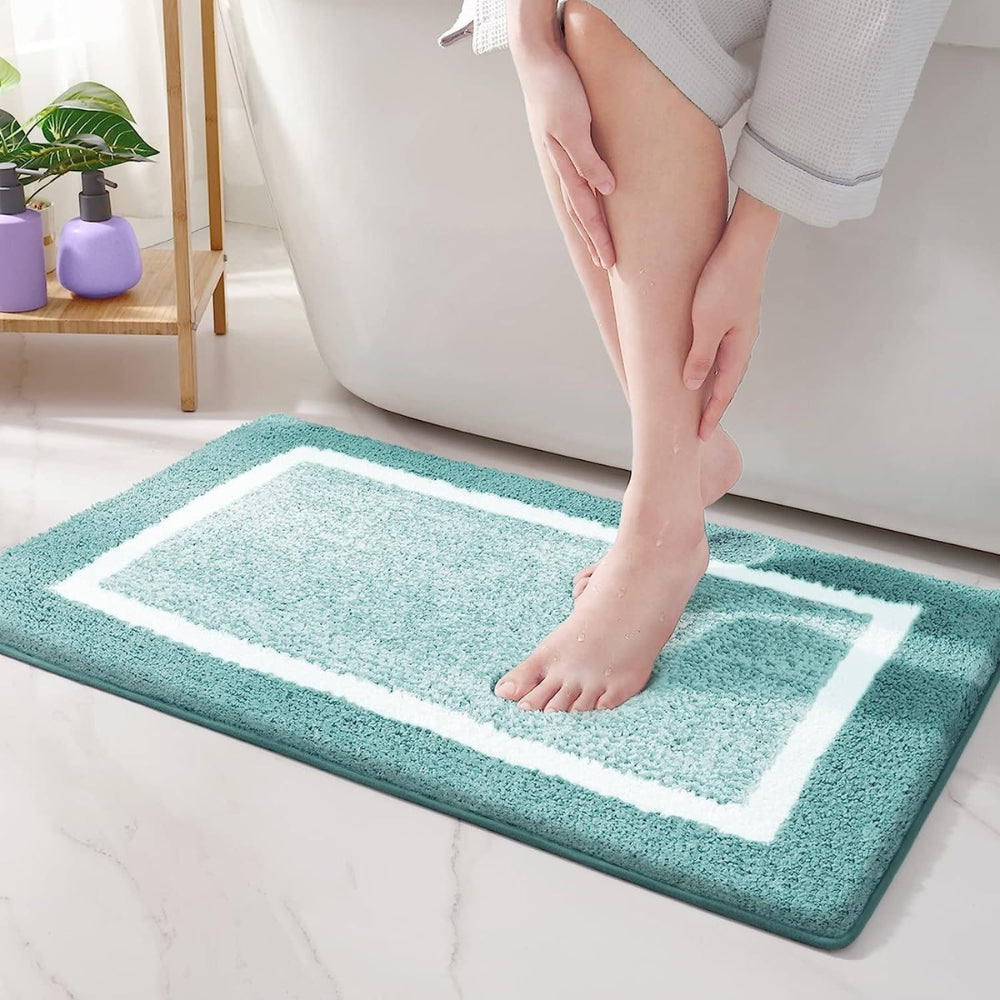 Moktan Sabai Anti-Slip Microfiber Bath Mat Soft Quick Dry Bathroom Rug 20"x31.5" Aqua Glow