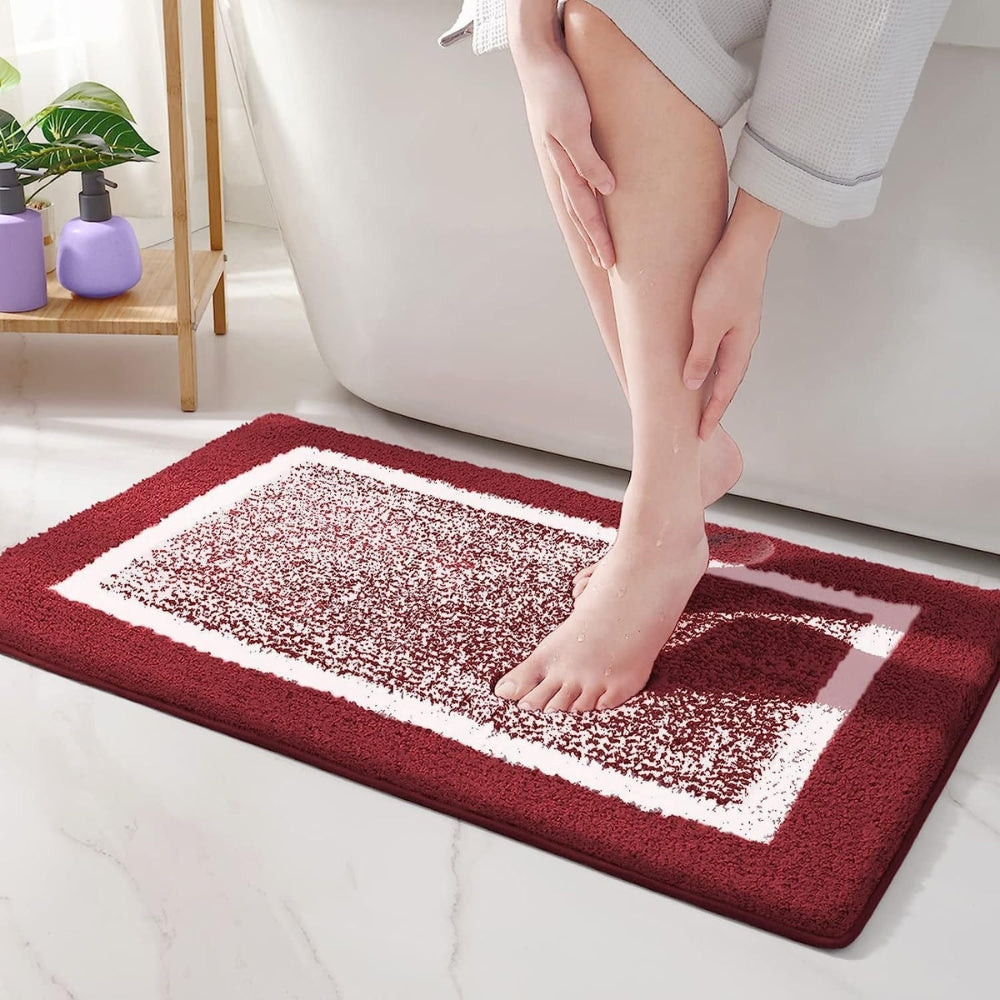 Moktan Sabai Anti-Slip Microfiber Bath Mat Soft Quick Dry Bathroom Rug 20"x31.5" Ruby Glow