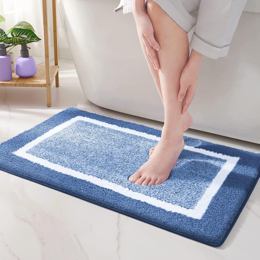 Moktan Sabai Anti-Slip Microfiber Bath Mat Soft Quick Dry Bathroom Rug 20"x31.5" Navy Glow