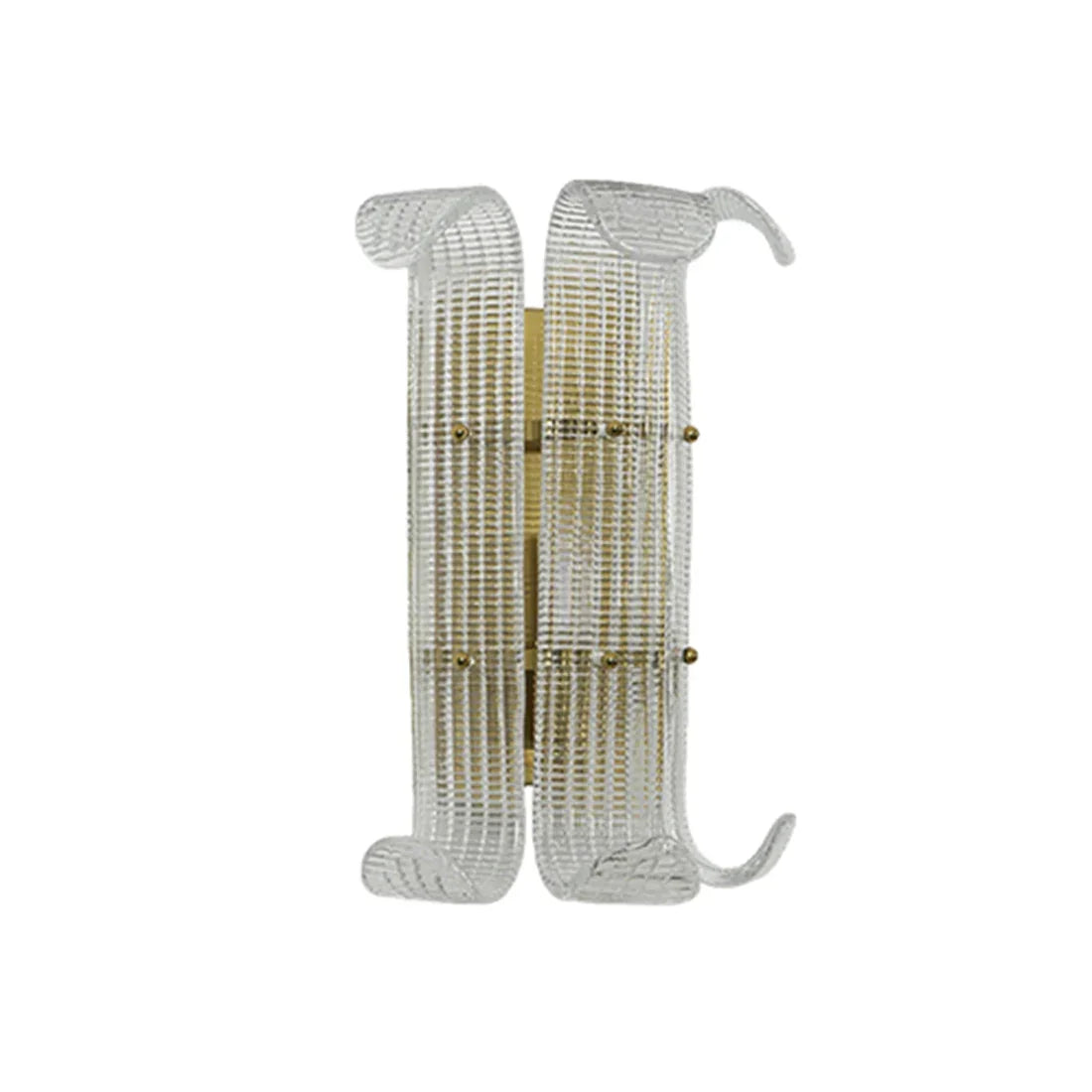 Moktan Sabai Curved Glass Drum Wall Lamp – Vintage Gold Black Grid Glass Sconce E12/E14