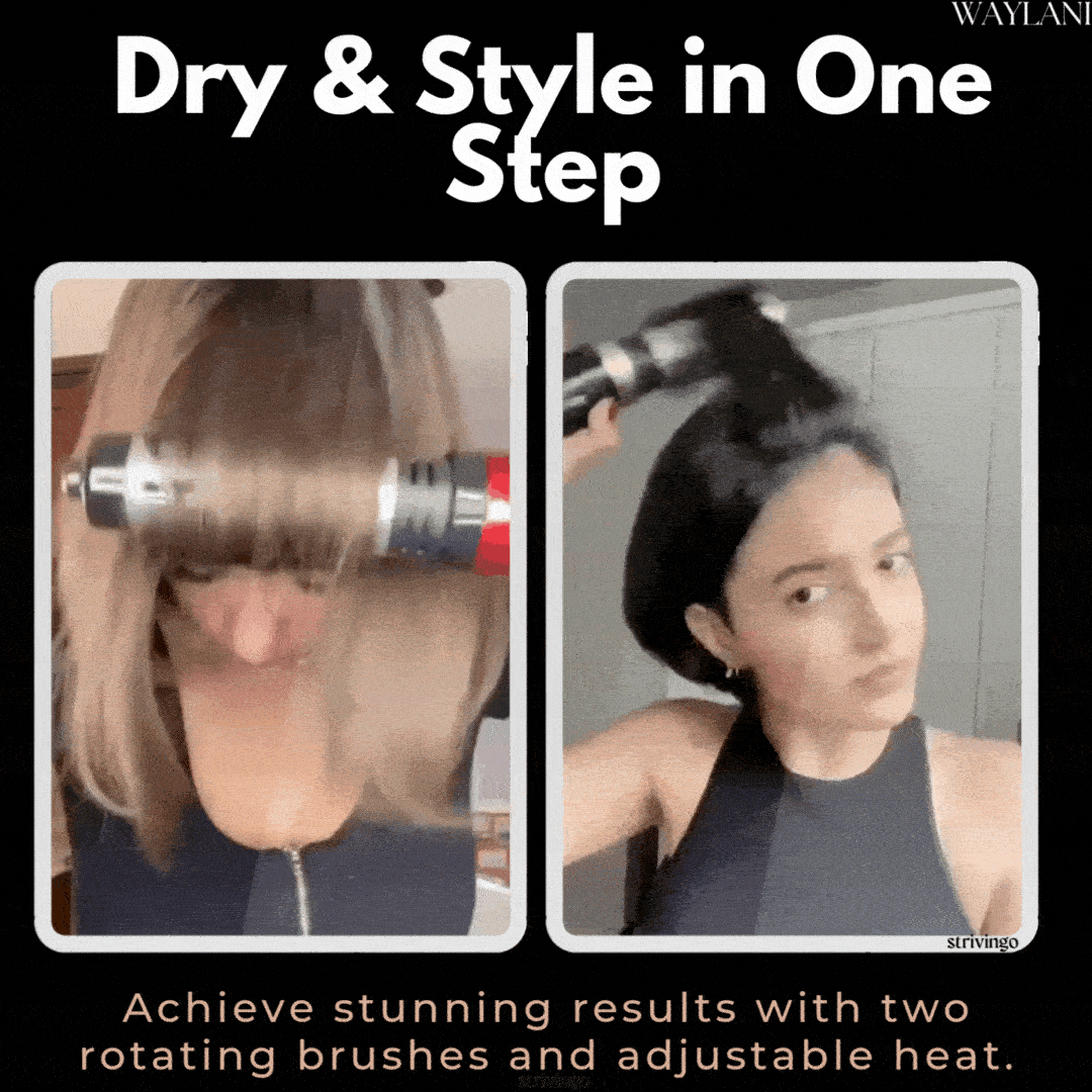 Moktan Sabai Ionic Rotating Hot Air Brush Hair Styler Dryer with 2 Brush Heads