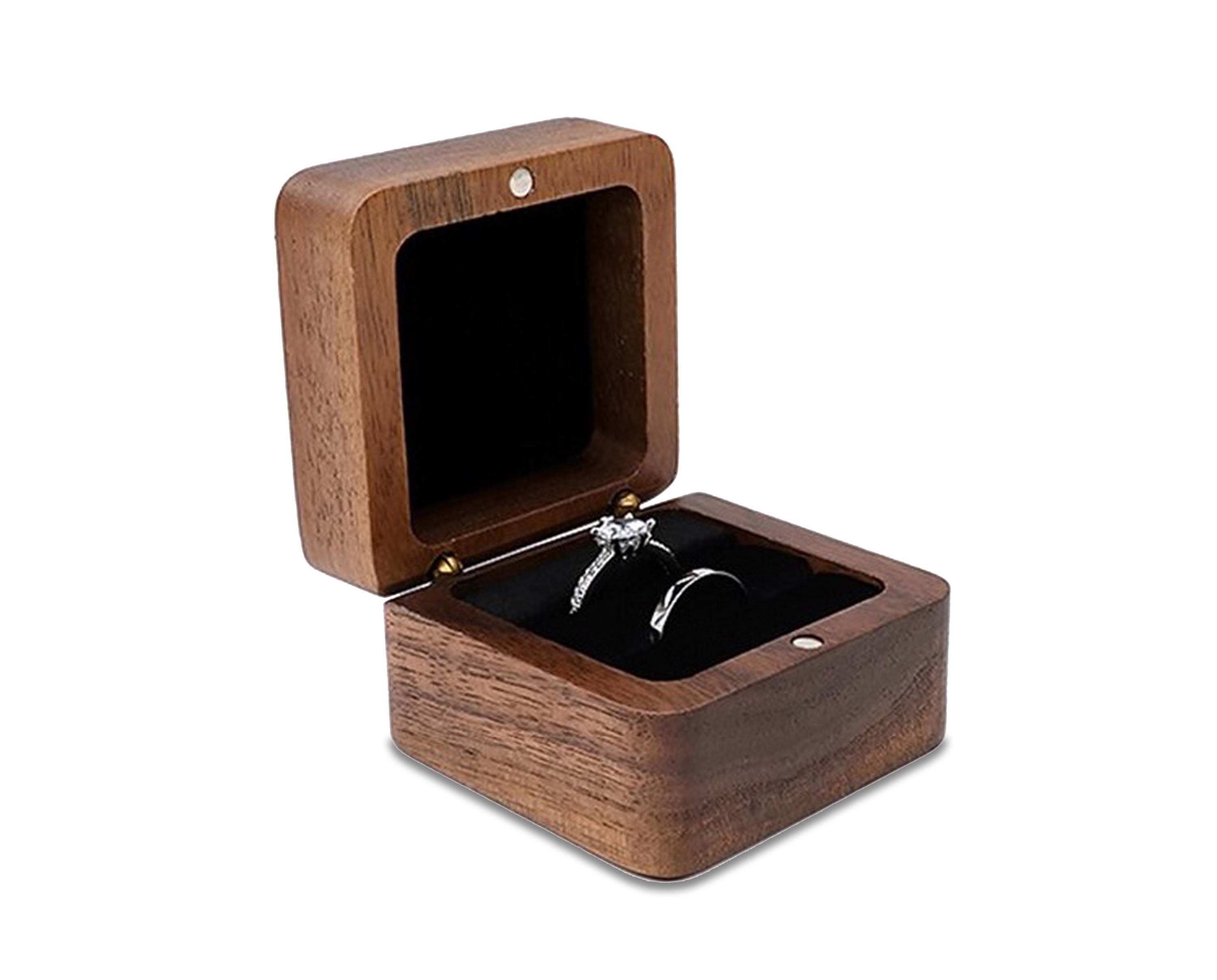 Moktan Sabai Wooden Ring Box Teak Wood Jewelry Storage Box Handmade Ring Holder Case Doppelter Ring
