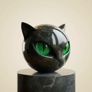 Moktan Sabai Cat Head Decorative Sculpture Green
