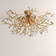 Moktan Sabai Crystal Floral Chandelier 28" 4-Light E12 Iron Ceiling Fixture GOLD 28"