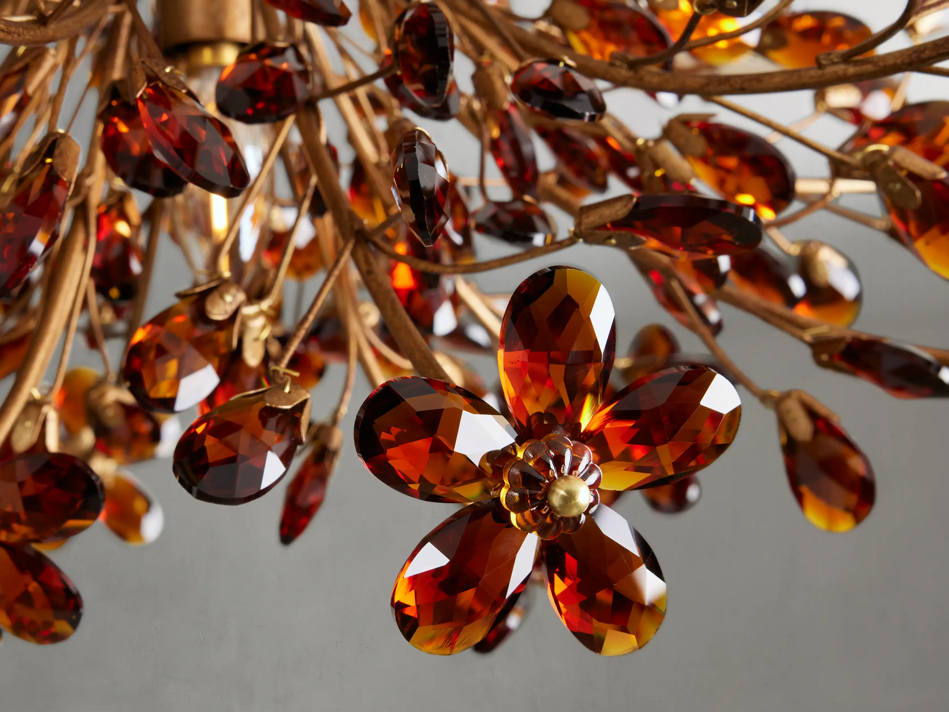 Moktan Sabai Crystal Floral Chandelier 28" 4-Light E12 Iron Ceiling Fixture