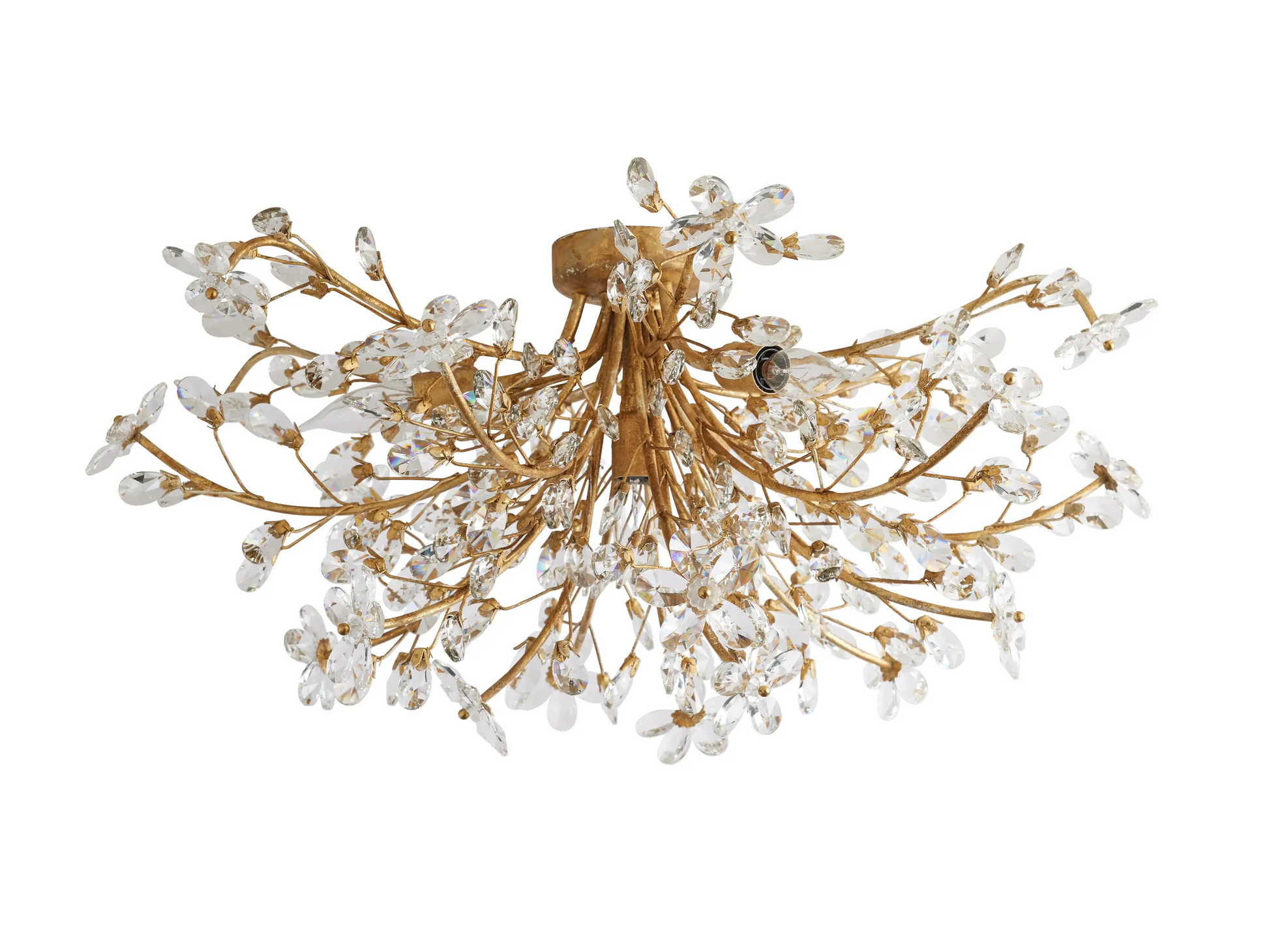 Moktan Sabai Crystal Floral Chandelier 28" 4-Light E12 Iron Ceiling Fixture