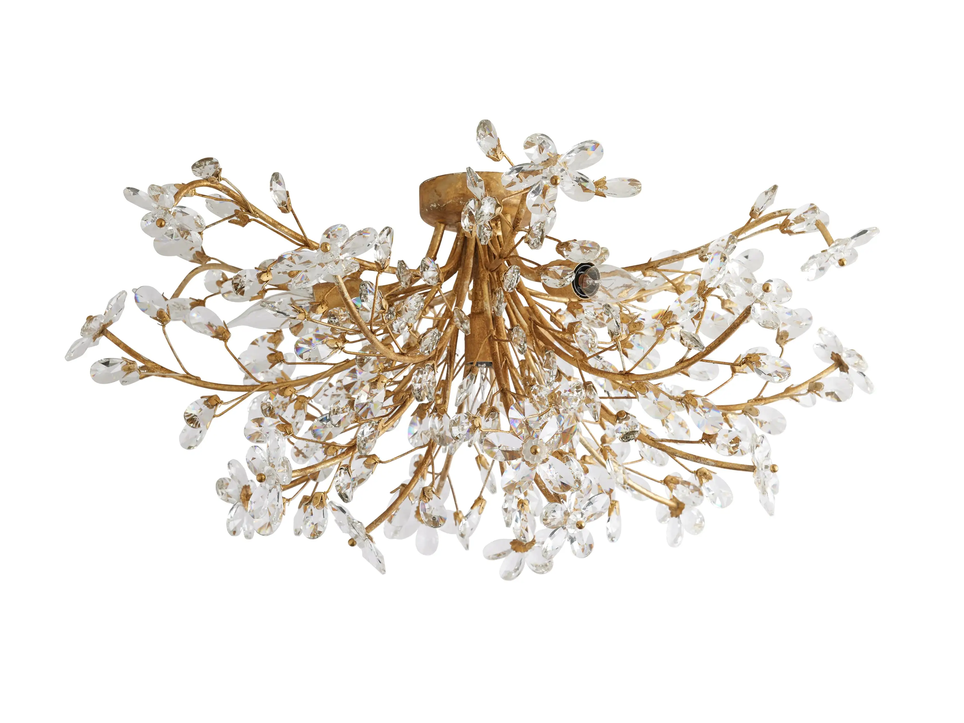 Moktan Sabai Crystal Floral Chandelier 28" 4-Light E12 Iron Ceiling Fixture
