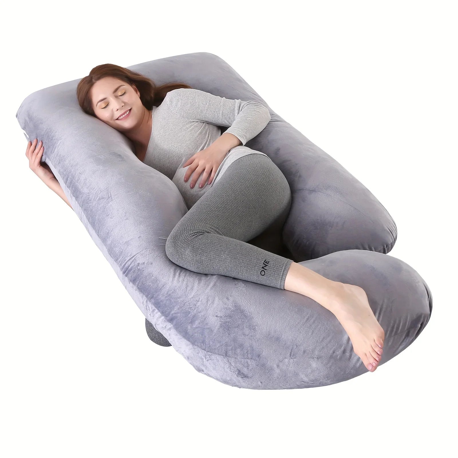 Moktan Sabai U-Shaped Full Body Pillow Side Sleeper Support Cushion 155cm Grey