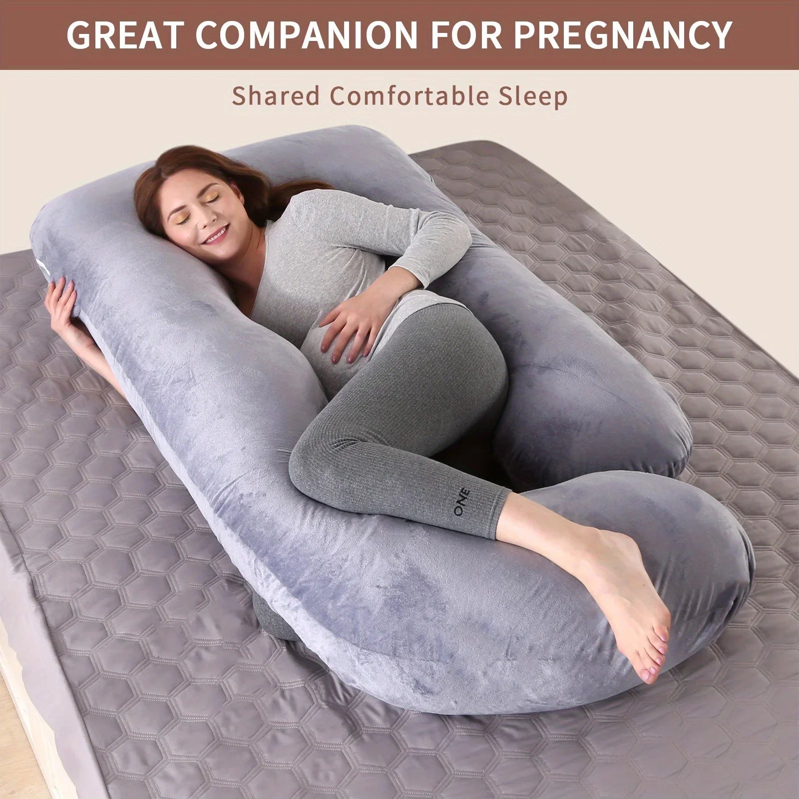 Moktan Sabai U-Shaped Full Body Pillow Side Sleeper Support Cushion 155cm Grey