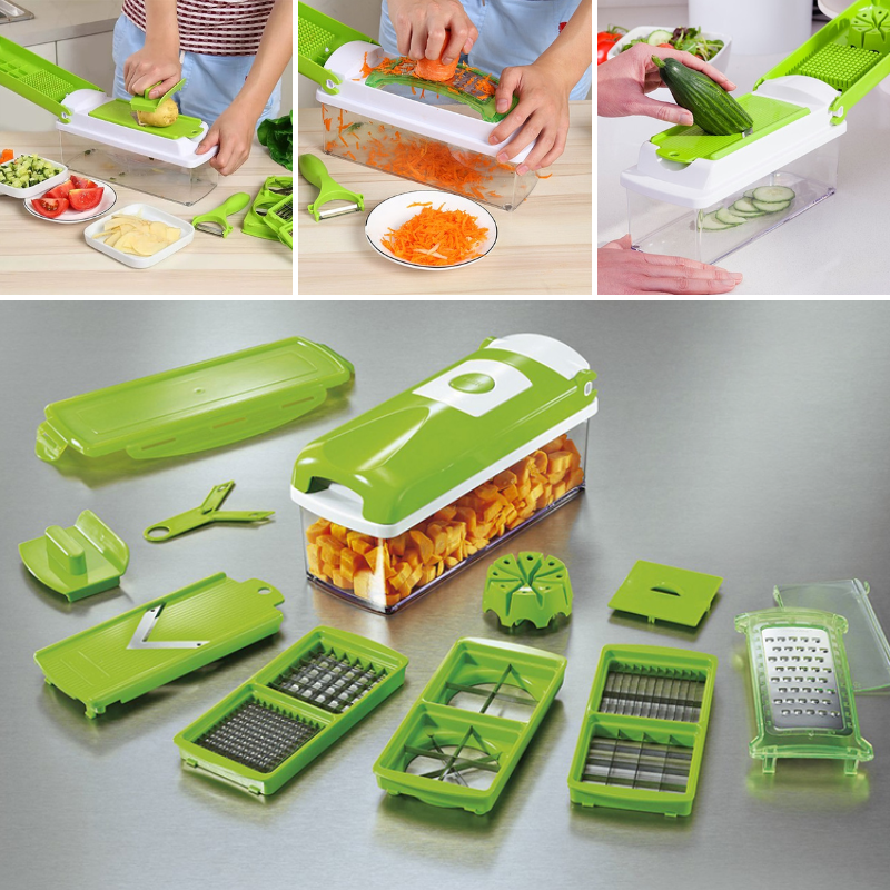 Moktan Sabai 12-in-1 Vegetable Slicer Chopper with Container Multi Blade Food Cutter