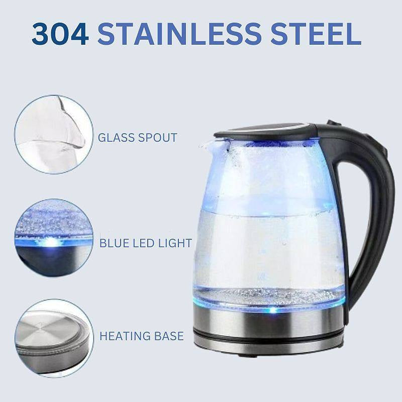 Moktan Sabai Electric Glass Kettle 1.8L 1500W Fast Boil LED Cordless