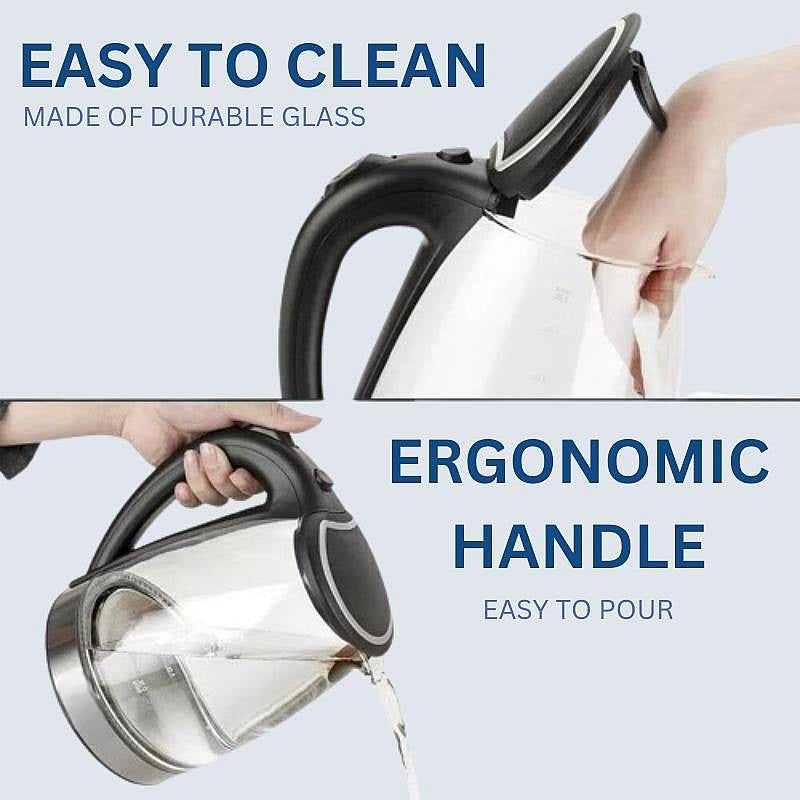 Moktan Sabai Electric Glass Kettle 1.8L 1500W Fast Boil LED Cordless