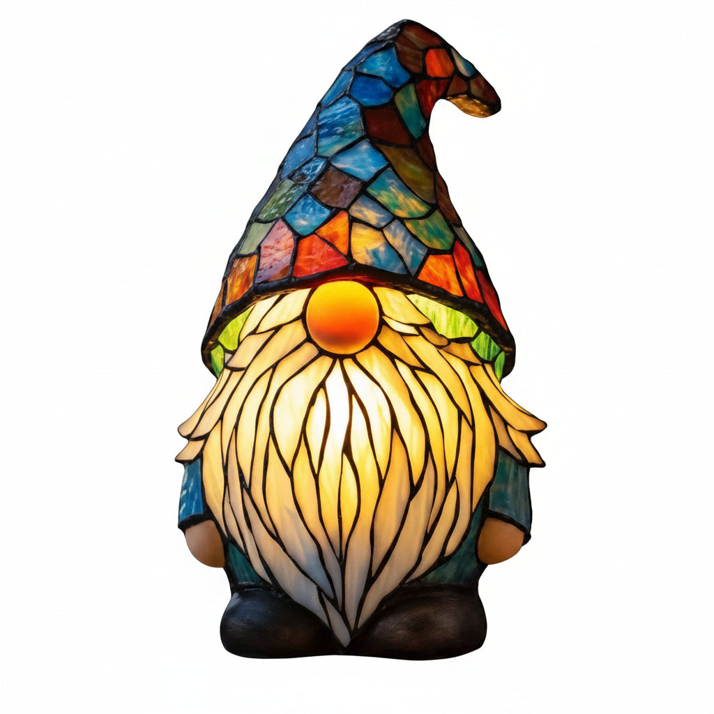Moktan Sabai Art Deco Stained Glass Dog Table Lamp USB LED