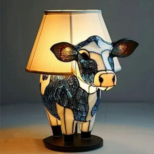 Moktan Sabai Art Deco Stained Glass Dog Table Lamp USB LED
