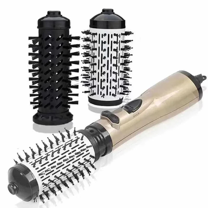 Moktan Sabai Ionic Rotating Hot Air Brush Hair Styler Dryer with 2 Brush Heads Gold