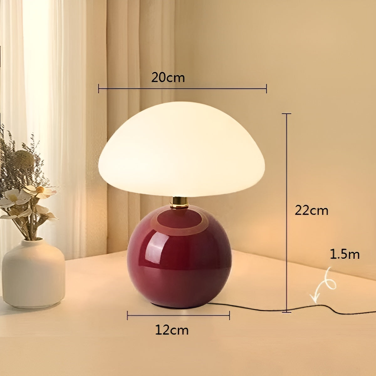 Moktan Sabai USB Mushroom Lamp | Ambient Night Light Burgundy