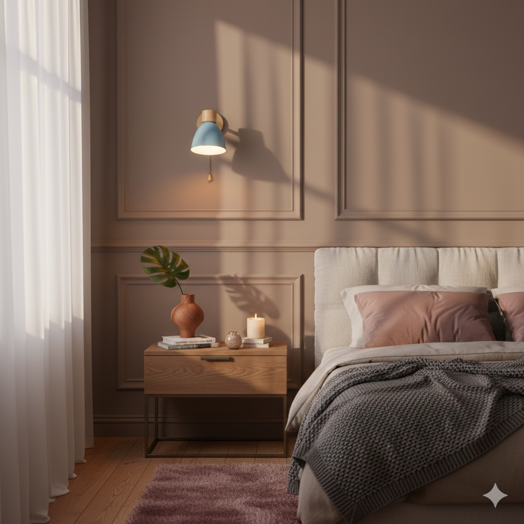 Moktan Sabai Modern Minimalist Wooden Cone Wall Sconce LED E27 Wall Light