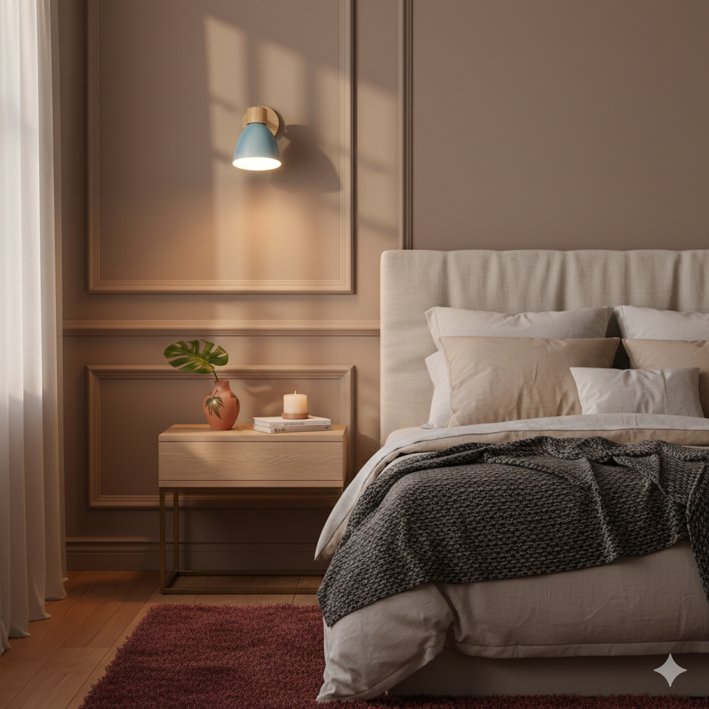 Moktan Sabai Modern Minimalist Wooden Cone Wall Sconce LED E27 Wall Light