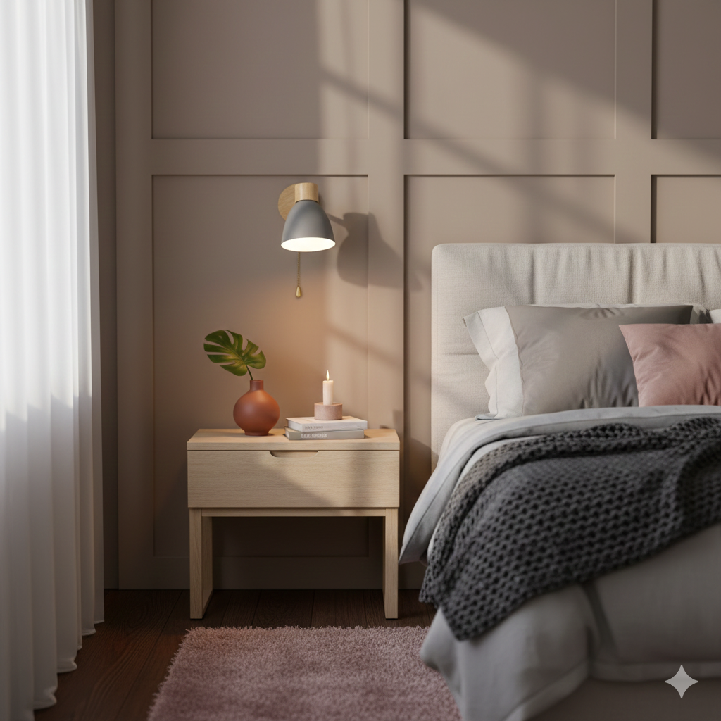 Moktan Sabai Modern Minimalist Wooden Cone Wall Sconce LED E27 Wall Light