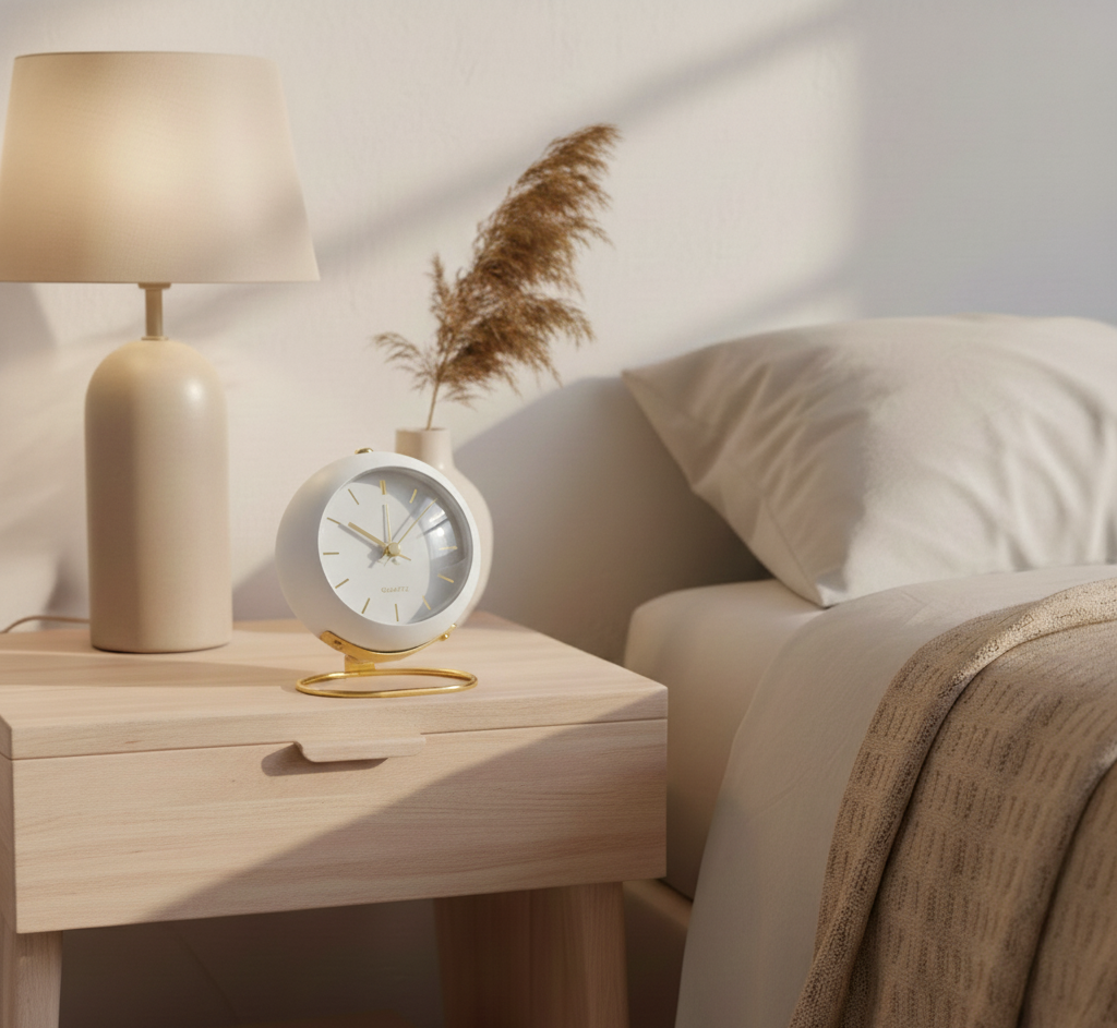 Moktan Sabai Retro Silent Alarm Clock White