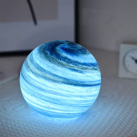 Moktan Sabai Glass Moon Lamp | 16 Color LED Night Light Blue