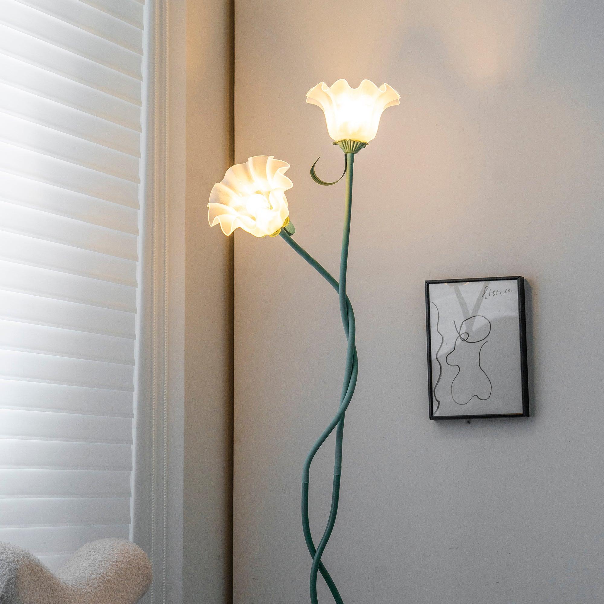 Moktan Sabai Calla Flower Floor Lamp Matte Green Floral Standing Light