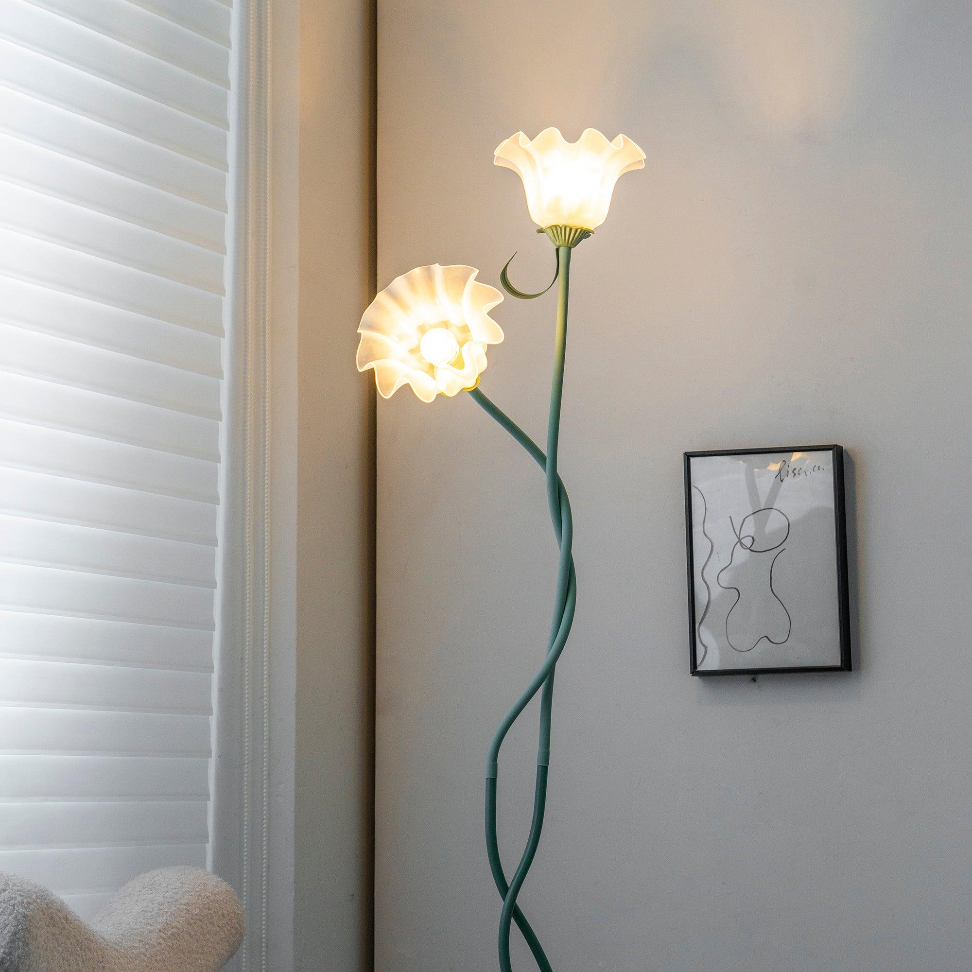 Moktan Sabai Calla Flower Floor Lamp Matte Green Floral Standing Light
