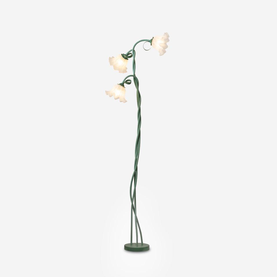 Moktan Sabai Calla Flower Floor Lamp Matte Green Floral Standing Light