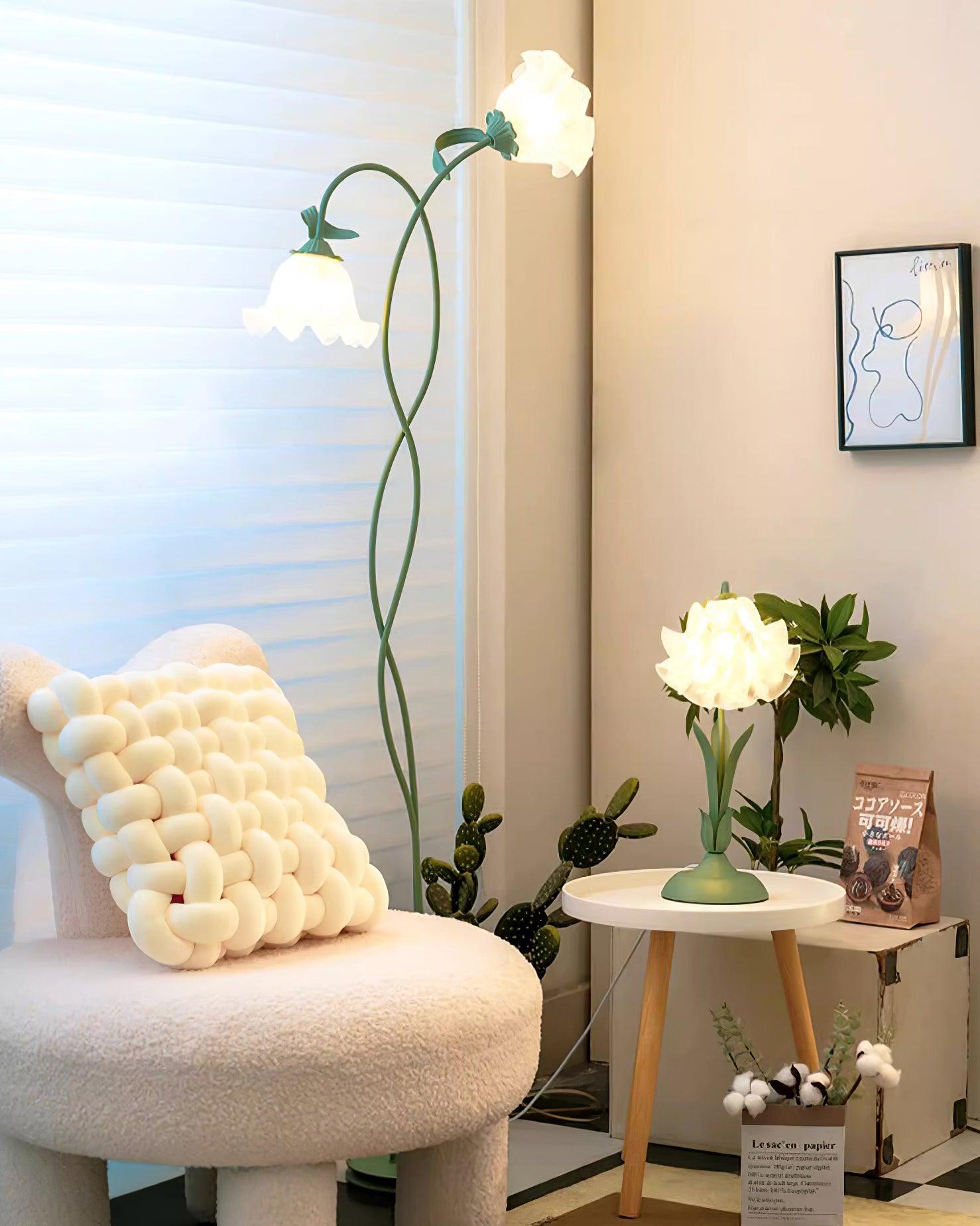 Moktan Sabai Calla Flower Floor Lamp Matte Green Floral Standing Light