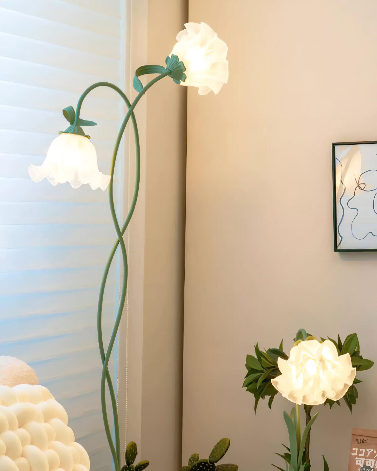 Moktan Sabai Calla Flower Floor Lamp Matte Green Floral Standing Light