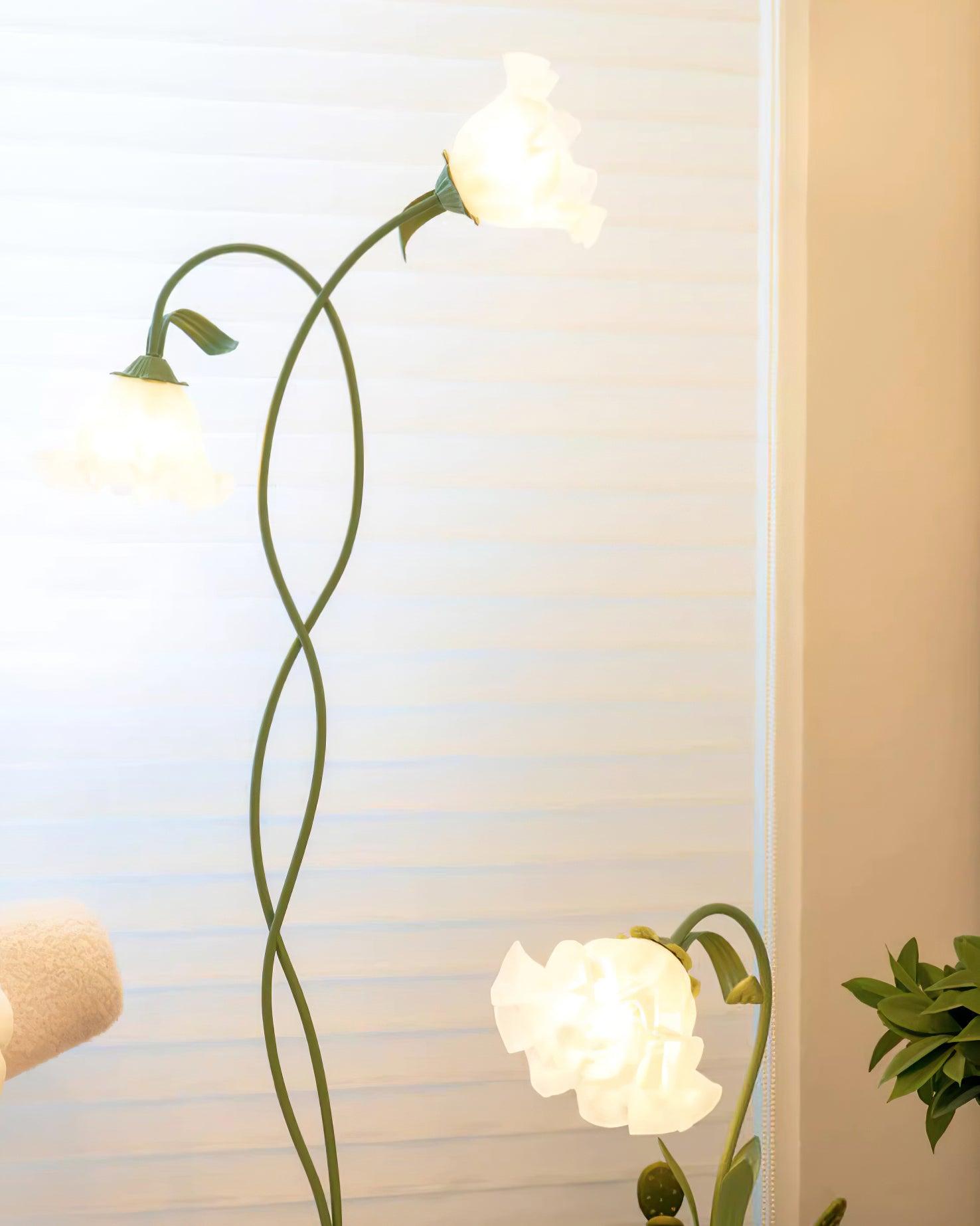 Moktan Sabai Calla Flower Floor Lamp Matte Green Floral Standing Light