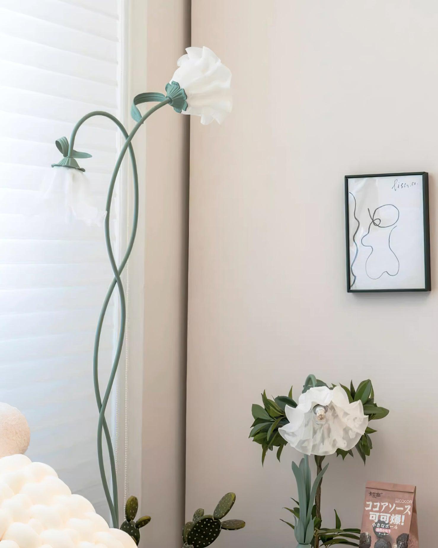 Moktan Sabai Calla Flower Floor Lamp Matte Green Floral Standing Light