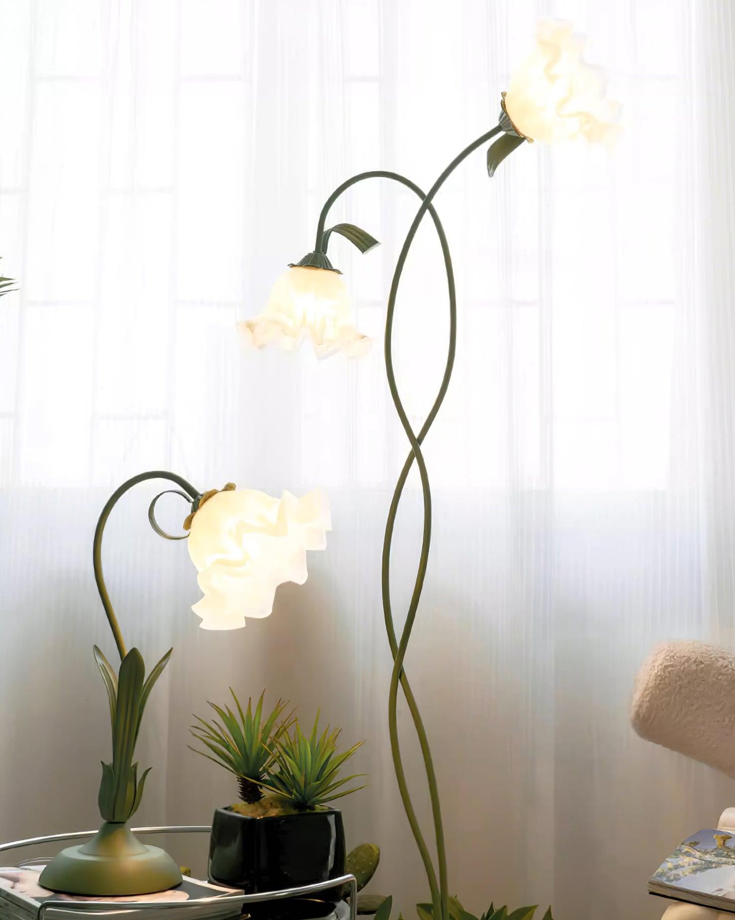 Moktan Sabai Calla Flower Floor Lamp Matte Green Floral Standing Light